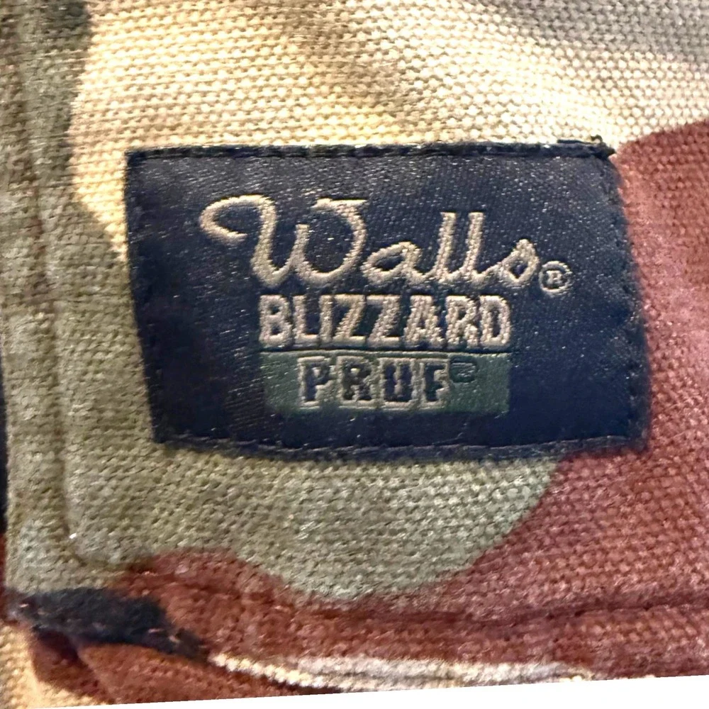 Walls‎ Blizzard Pruf Vintage Green Brown Camo Hooded Bomber Jacket Kids 12/14 YL